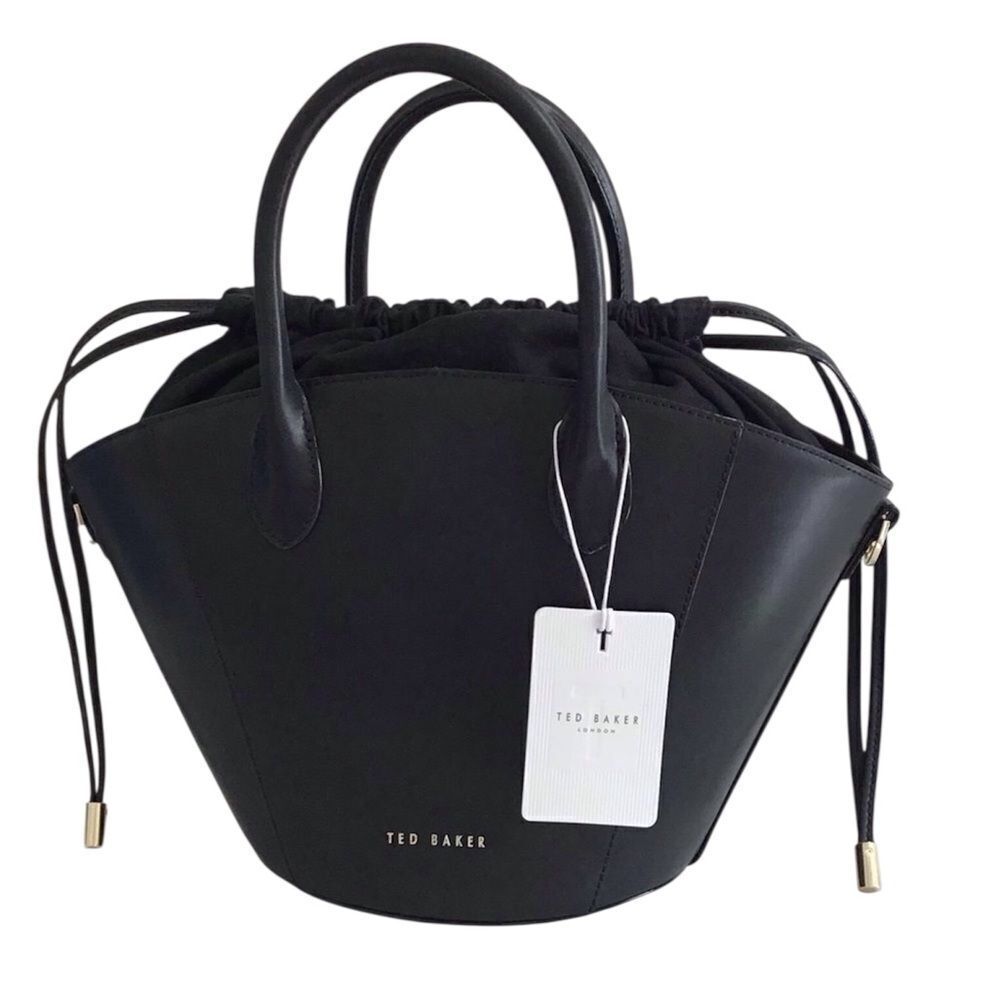 TED BAKER Saffet Oversized Bucket Tote Bag Black Leather New With Tag Oversized